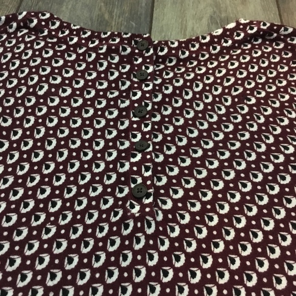LOFT burgundy print button back sweater XS - Picture 4 of 5